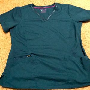 Healing Hands Scrubs Top Caribbean Blue